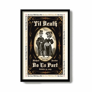 Skull Decor, 11x17 Print, Goth Wedding Gift for Couples, Halloween Wedding Gift, Day of the Dead, Goth Wall Decor, Til Death Do Us Part