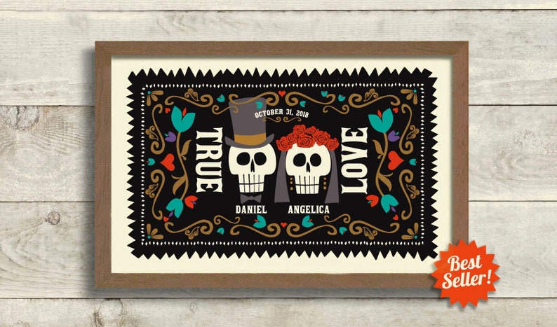 Skull Decor Wedding Gift For Halloween Mexican Couple Idea Etsy