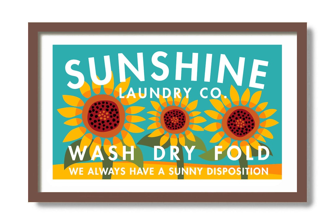 Laundry Room Decor Sign Wall Art Print, Sunflower Decor Art Print ...