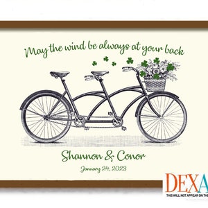 Irish Wedding Gift, Wall Art Print, Shamrock Decor, Personalized Anniversary, Irish Proverb Print, Tandem Bike Wall Art, Irish Blessing Sign