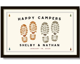 Personalized Wedding Gift for Outdoor Couple Rustic Decor, Loves to Camp Hikers Gift Outdoor Lover Cabin Decor Rustic Bridal Shower