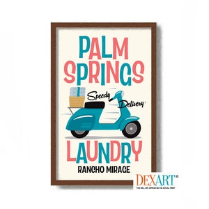 Palm Springs California Laundry Room Decor Art Print, Mid Century Modern, Gay Mens Gift, Motor Scooter, Man Cave, Gay Decor Motor Scooter