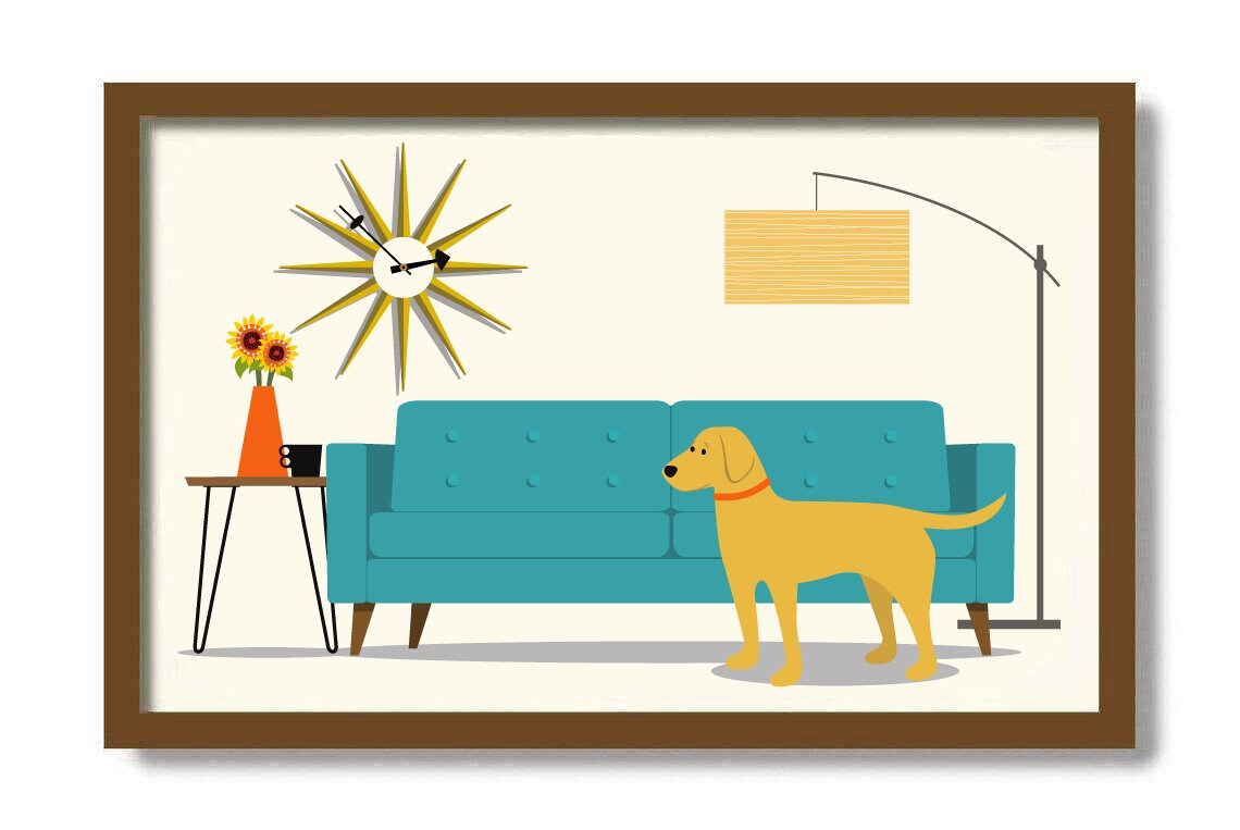 Yellow Labrador Retriever Gifts for Dog Lover Mid Century | Etsy