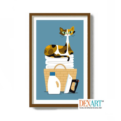 Bathroom Wall Decor Black Cat Art Print Laundry Room Decor Etsy