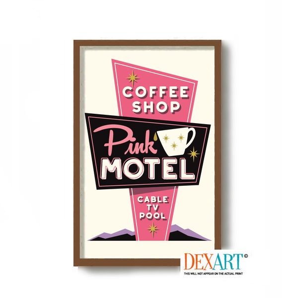 Mid Century Modern Coffee Art Print, Kitchen Wall Decor, Coffee Cup, Cafe Sign, Atomic Retro Sign, Southwestern Decor, Route 66 Sign