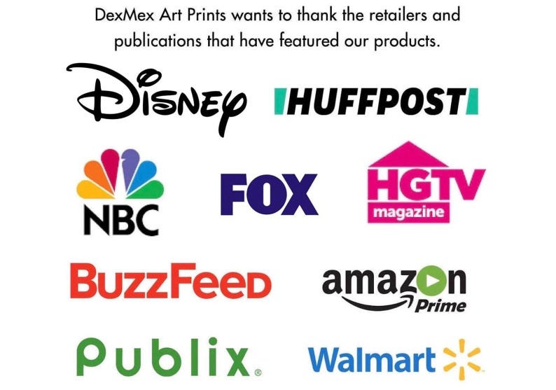May include: A collage of logos from various retailers and publications, including Disney, HuffPost, Fox, HGTV, NBC, BuzzFeed, Amazon Prime, Publix, and Walmart.