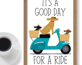 Labrador Scooter Print, Dog Art, New Puppy Gift