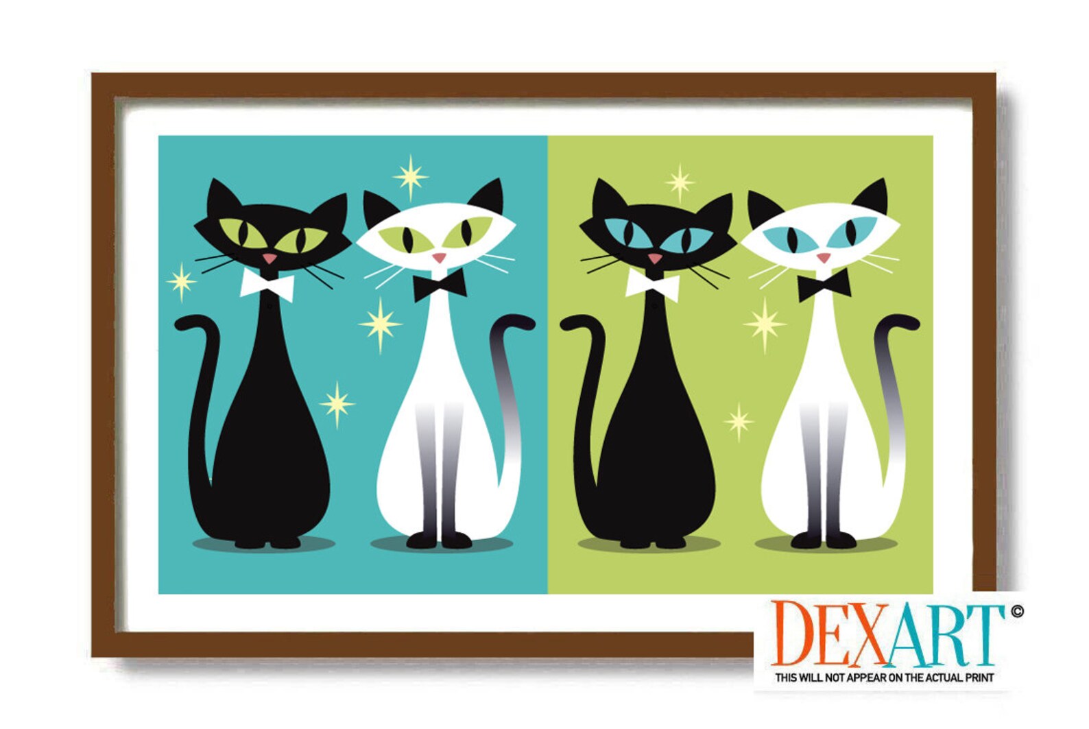Mid Century Modern Cat Wall Art Print Family of Cats Cat Etsy