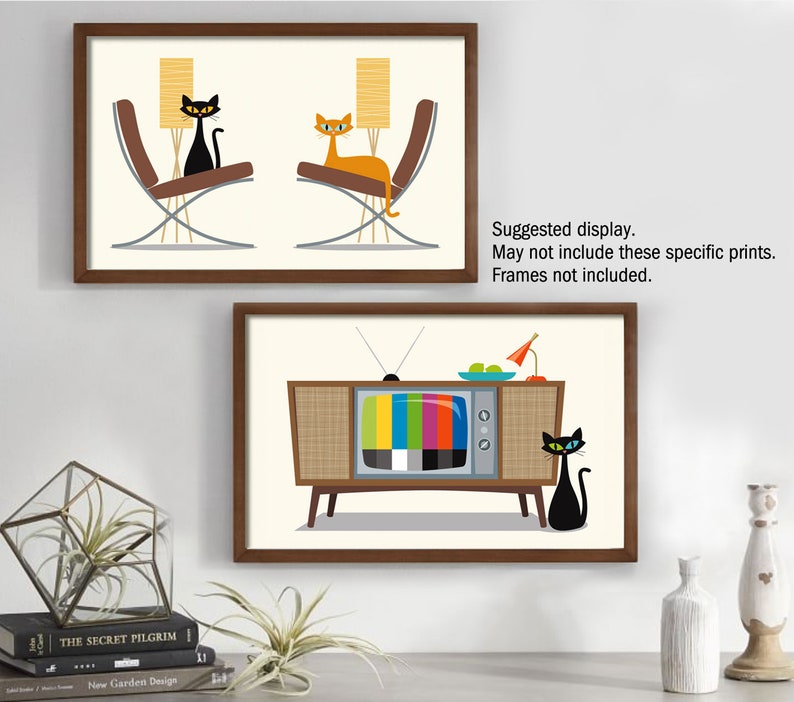 Mid Century Modern Art Kitchen Art Print Black Cat Lover Etsy