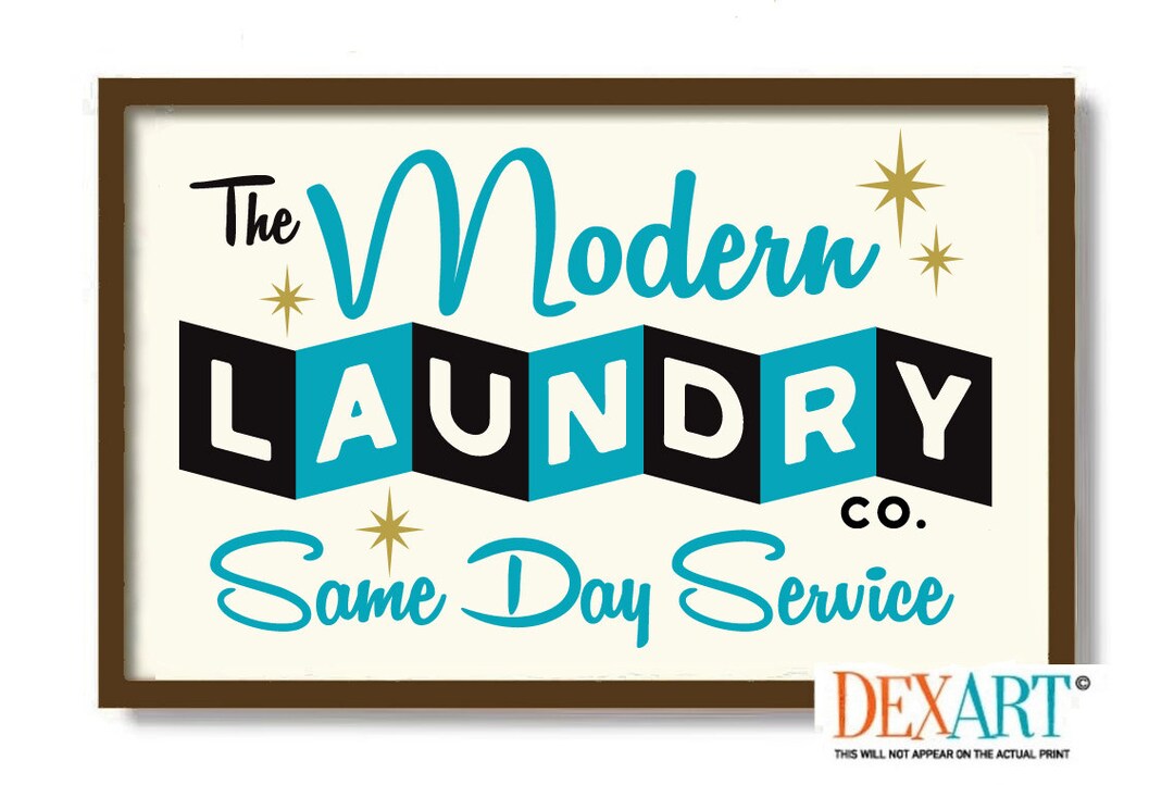 Mid Century Modern Laundry Room Decor Wall Art Print, Atomic Art