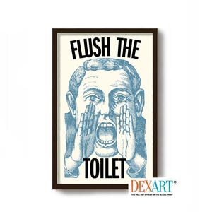 Bathroom Decor Flush the Toilet Sign Kids Bathroom Wall Art Print Personal Hygiene Potty Time Mens Bathroom Bathroom Reminder