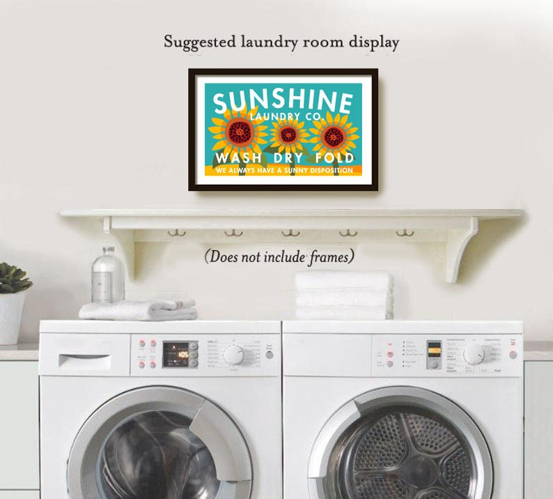 Laundry Room Sign Wall Art Sunflower Decor Art Print Wash | Etsy