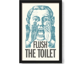 Bathroom Decor Flush the Toilet Sign Kids Bathroom Wall Art Print Personal Hygiene Potty Time Mens Bathroom Bathroom Reminder