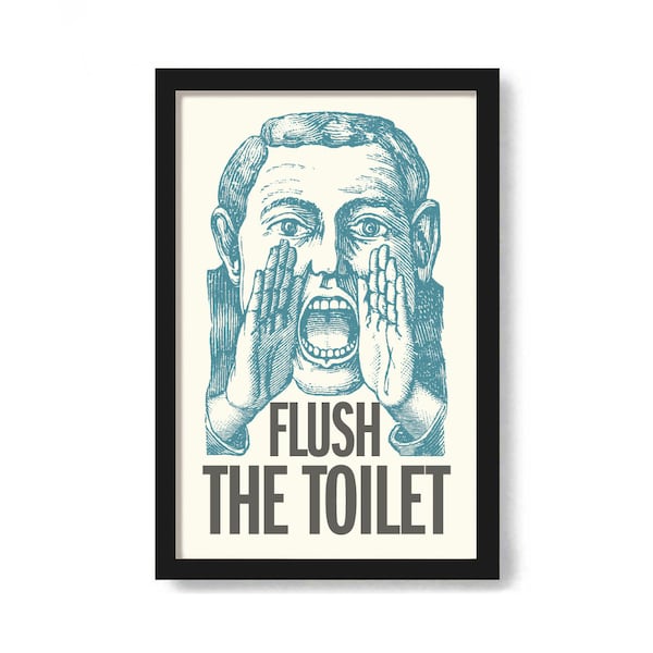 Bathroom Decor Flush the Toilet Sign Kids Bathroom Wall Art Print Personal Hygiene Potty Time Mens Bathroom Bathroom Reminder