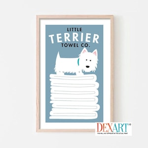 Westie Art Print, Laundry Room Decor, Laundry Sign, West Highland Terrier Art, Washing Machine, Laundry Soap, White Dog, Laundry Hamper