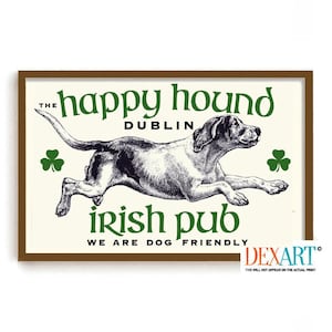 Irish Pub Sign, Dog Art, Shamrock Art, Bar Gift Idea, Dog Lover Pub Decor, Fathers Day, Ireland Decor, Gaelic Celtic Dublin Ireland