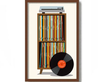 Vinyl LP Art, Mid Century Modern Wall Art Print, Audiophile Gift, Vinyl LP, Audio Enthusiast, Record Player, Rock Music, Record Room Decor