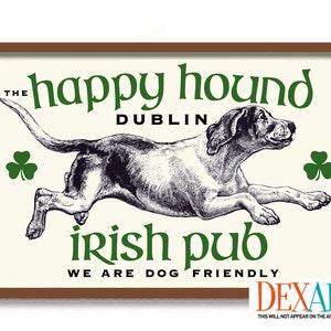 Irish Pub Sign, Dog Art, Shamrock Art, Bar Gift Idea, Dog Lover Pub Decor, Fathers Day, Ireland Decor, Gaelic Celtic Dublin Ireland