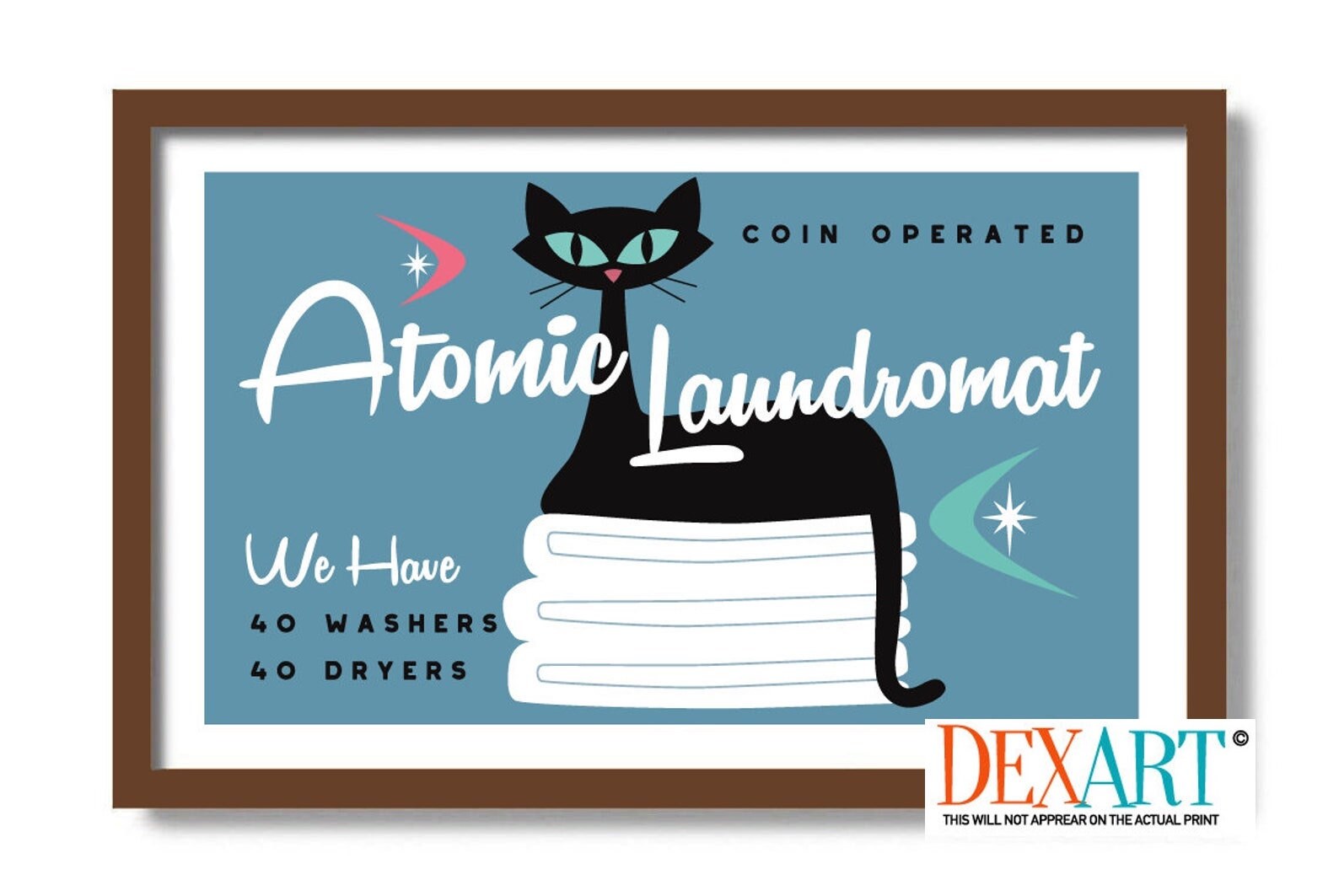 Atomic Cat Mid Century Modern Art Laundry Room Decor Cat Wall Etsy