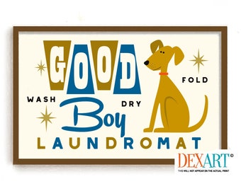 Laundry Room Decor Dog Wall Art Print, Atomic Dog Mid Century Modern Art, Retro Wall Art Lab Art, Dog Mom, Laundry Sign Washing Machine