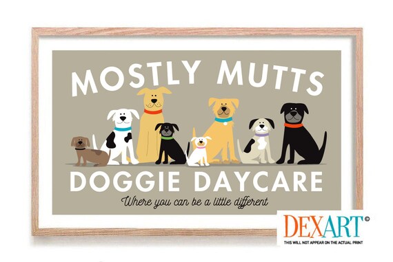Dog Art Print, Family of Mutts, Inclusive Shelter Dog Wall Art, Mid Century Modern Wall Art, Dog Lover Labrador, Dog Mom, Golden Retriever