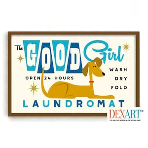 Laundry Room Decor Dog Wall Art Print, Atomic Dog Mid Century Modern Art, Retro Wall Art Lab Art, Dog Mom, Laundry Sign Washing Machine