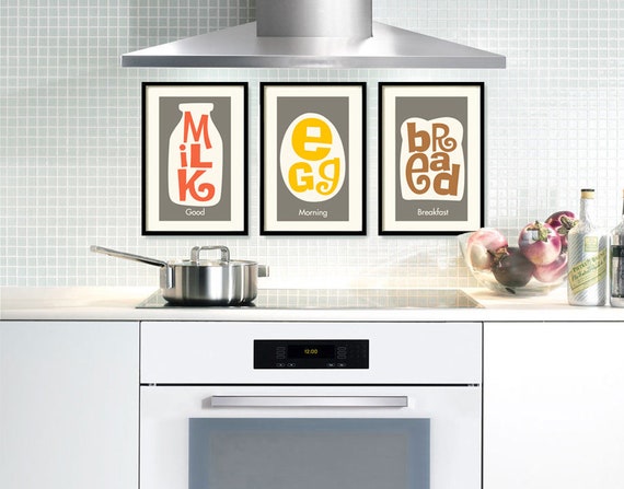 mid century modern kitchen wall art decor art print wall art | etsy