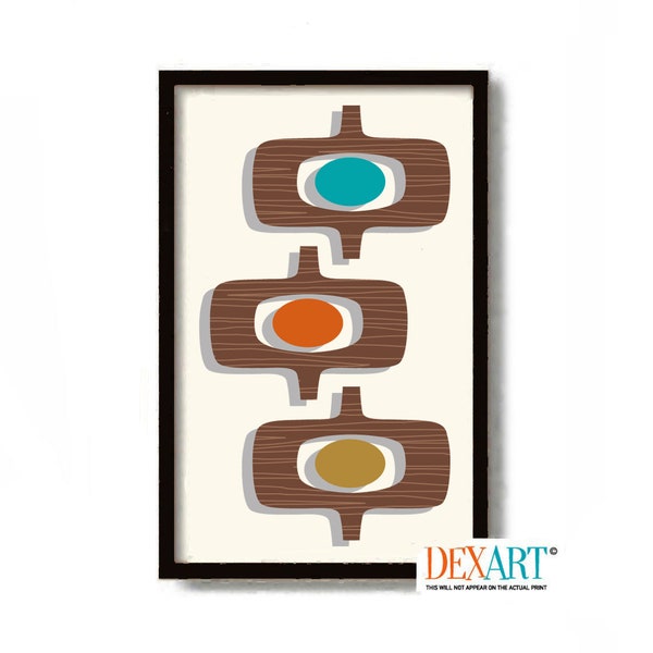 Mid Century Modern Wall Art Print, Atomic Shape, Living Room Wall Art, Retro Art Decor, Palm Springs