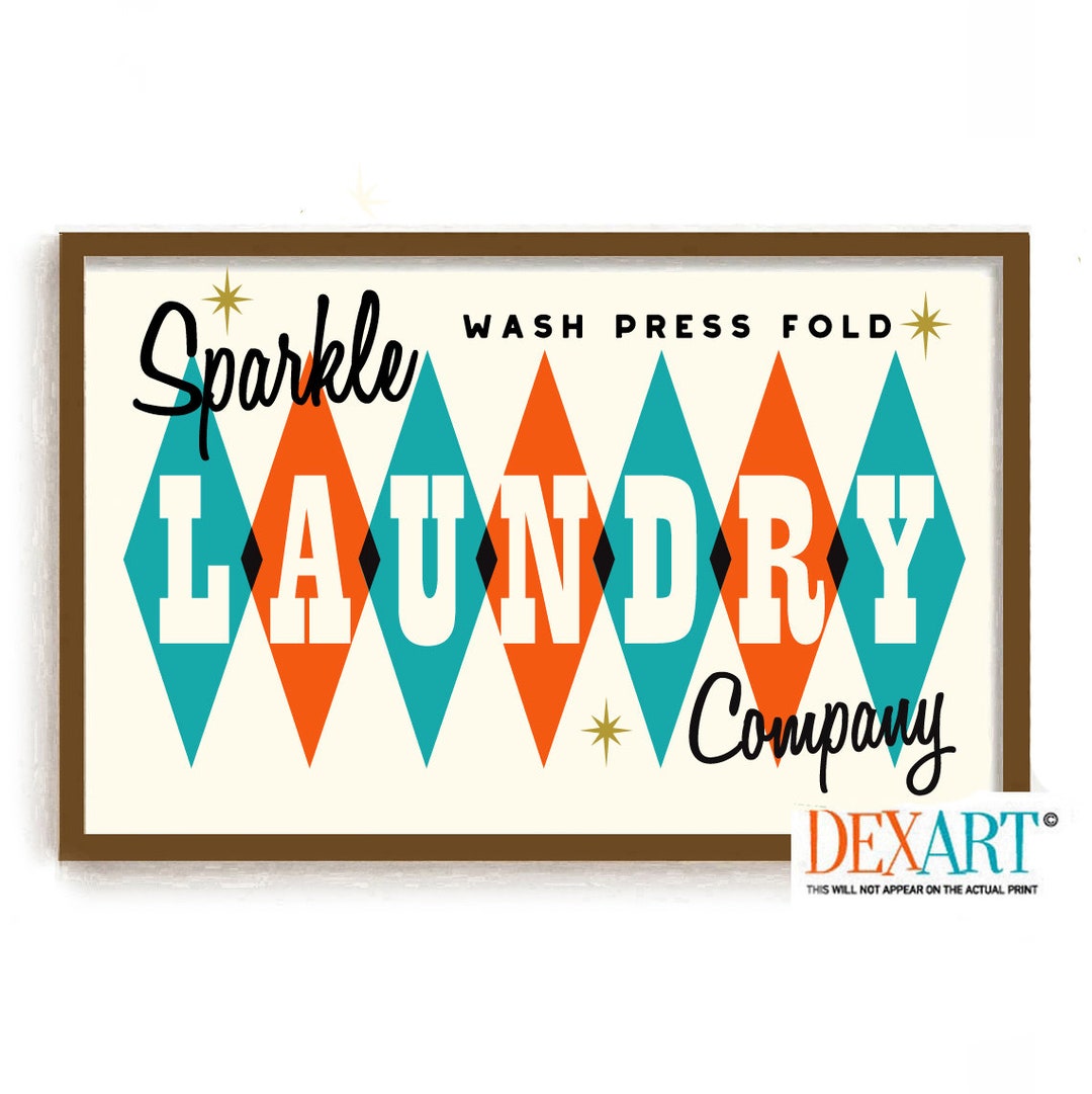 Laundry Room Decor Art Print, Mid Century Modern Art Print, Atomic Wall