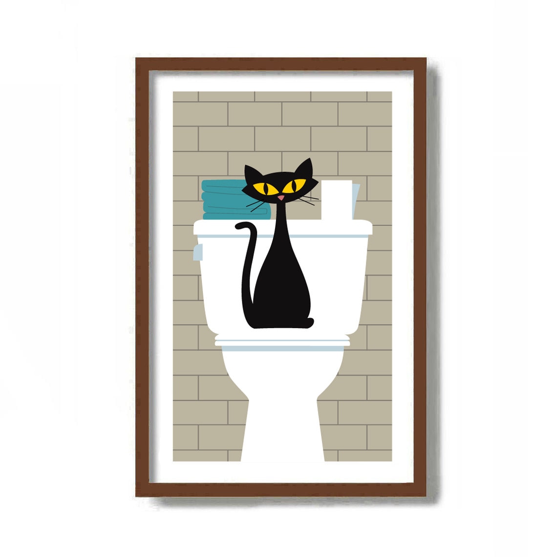 Bathroom Wall Decor Black Cat Art Print Laundry Room Decor Etsy