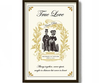 Unique Wedding Gift for Couples Personalized Art Print Day of the Dead Anniversary Gift Engagement Gift Skull Goth Halloween Wedding Gift