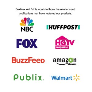 K&ouml;nnte beinhalten: Eine Collage von Logos verschiedener Einzelh&auml;ndler und Publikationen, darunter NBC, FOX, BuzzFeed, Publix, Walmart, HGTV, HuffPost und Amazon Prime.