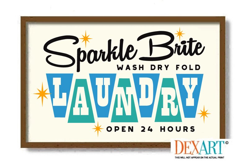 Mid Century Modern Laundry Room Decor Art Print Atomic Art Etsy