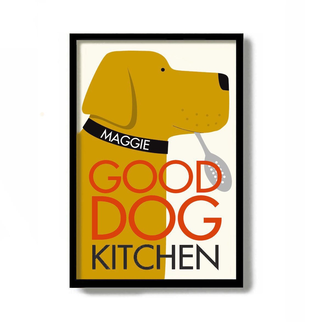 Dog Kitchen Wall Art Print, Personalized Dog Lover Gift, Golden
