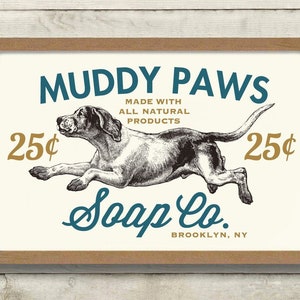 Laundry Room Decor Dog Art Print, Laundry Sign, Dog Wash, Wall Art Print, Muddy Paws, Powder Room Sign, Bathroom Art, Washing Machine