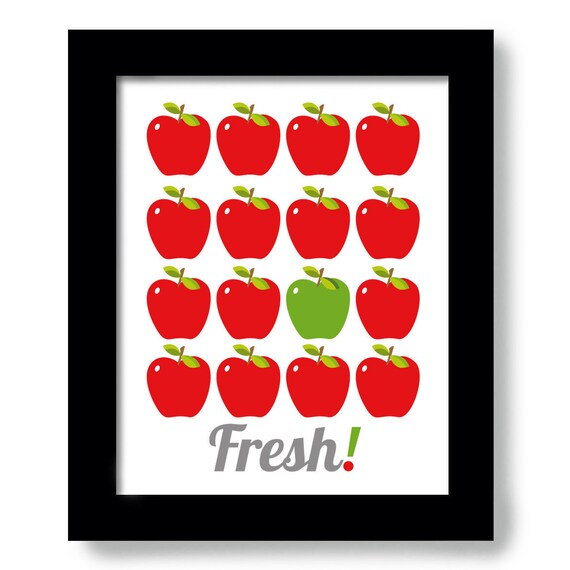 Items similar to Red Apples Kitchen Art Print Kitchen Decor Colorful
