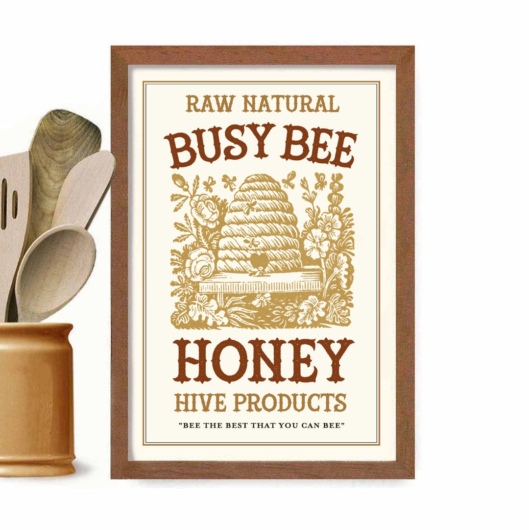 kitchen wall art | bee art print | honey bee decor |... Beehive Wall Art Print, Honey Bee Decor, Honey Pot, Kitchen Art ...