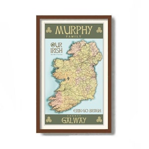 Personalized Ireland Map, Irish Name Gifts, Irish Family Name, Celtic Gift Irish Counties St Patrick Day Irish Heritage Erin Go Bragh