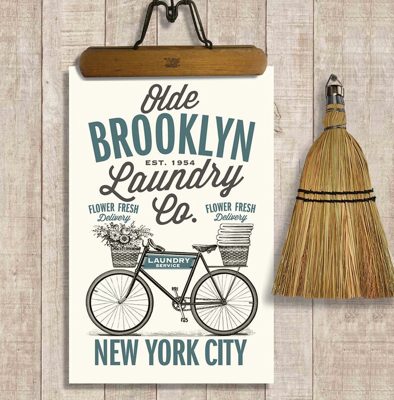 Laundry Basket Art Print Laundry Room Decor Brooklyn Art Etsy