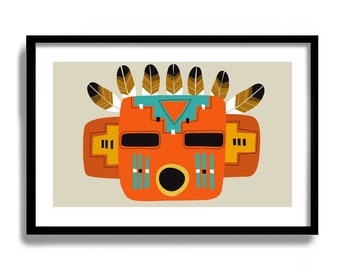 Kachina Doll, Hopi Kachina Southwestern Decor, Native American Wall Art, Mid Century Modern Art Print, American Indian, Rustic Western Decor