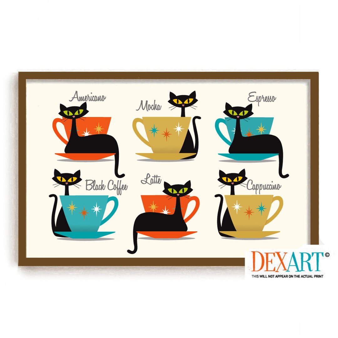 Mid Century Modern Cat And Coffee Art Print Types Of Coffee Wall Art mid-century-modern-cat-and-coffee-art-print-types-of-coffee-wall-art