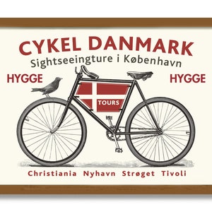 Danish Modern Decor Bicycle Art Print Hygge Denmark Art Copenhagen Bike Art Print Cycling Gift Bicyclist Art Bike Enthusiast Bike Rider Gift