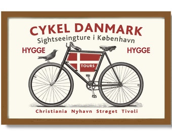 Danish Modern Decor Bicycle Art Print Hygge Denmark Art Copenhagen Bike Art Print Cycling Gift Bicyclist Art Bike Enthusiast Bike Rider Gift