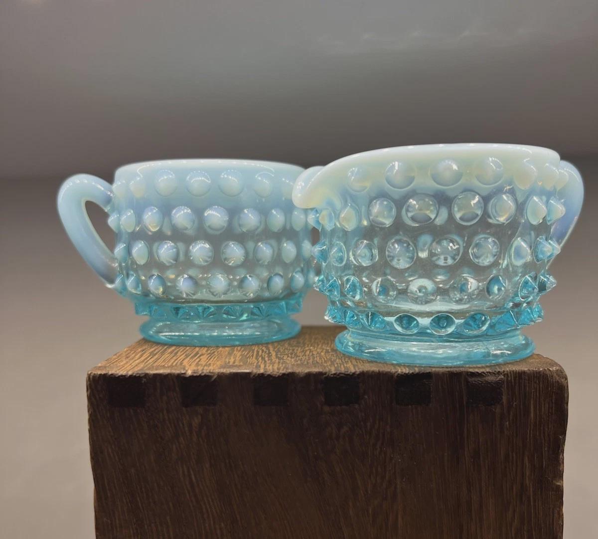Fenton Blue Opalescent Hobnail Bowls - Etsy