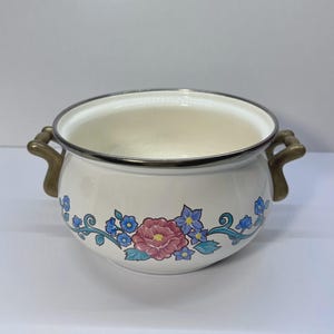 7” Floral Enamelware Dutch Oven - NO Lid | Normandy Cookware | Cast Iron