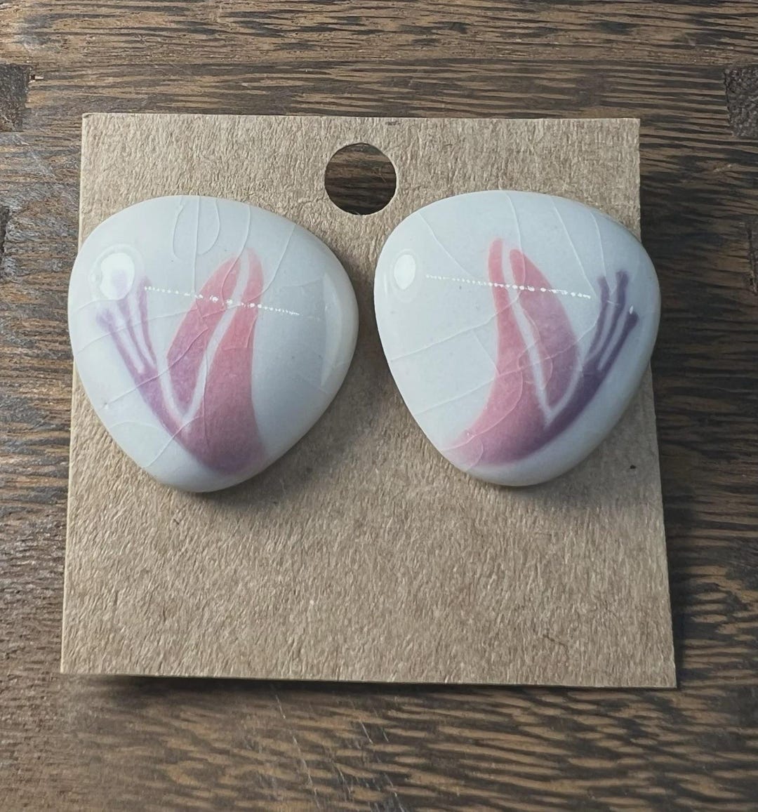 Vintage Glazed Calla Lily Ceramic Post Earrings, Crackle Finish, 1980's ...