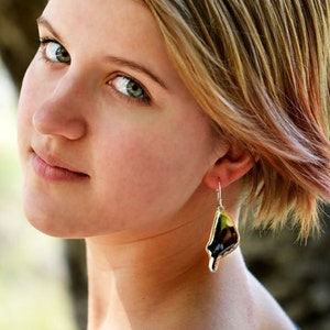 Butterfly earrings, Fairy Wings, Drop & Dangle great gift, oddity, gift for her,  Ecclectic jewelry, Purple Spotted Swallowtail earrings