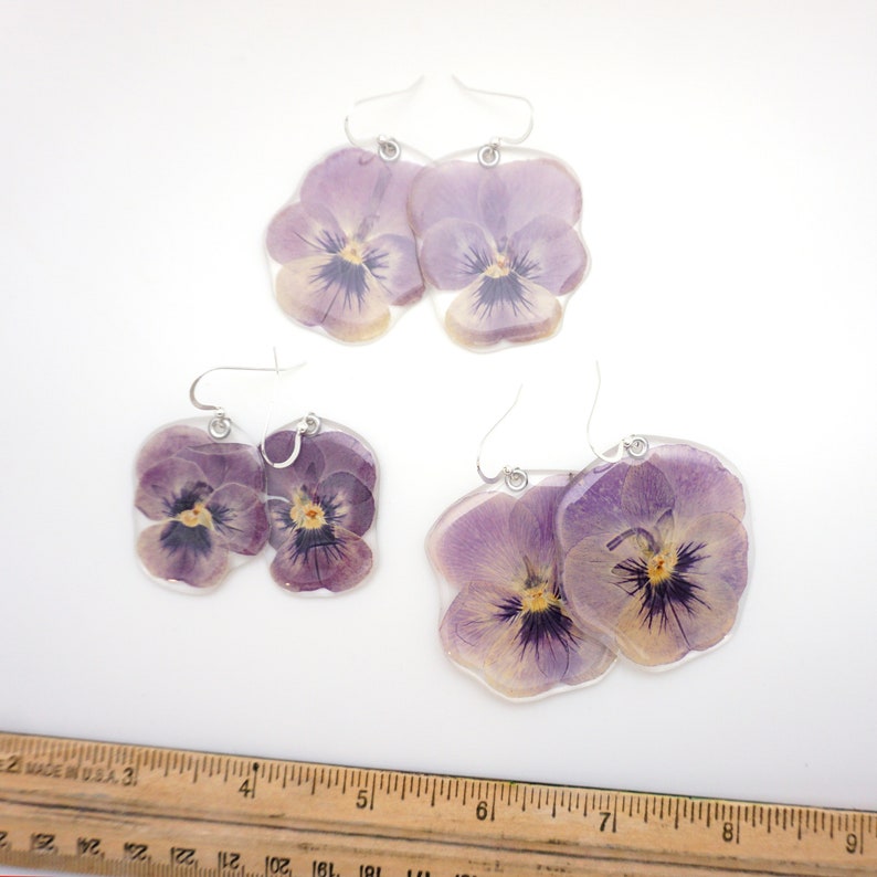 Real Pansy earrings or pendant Gardener Gift Nature Lover