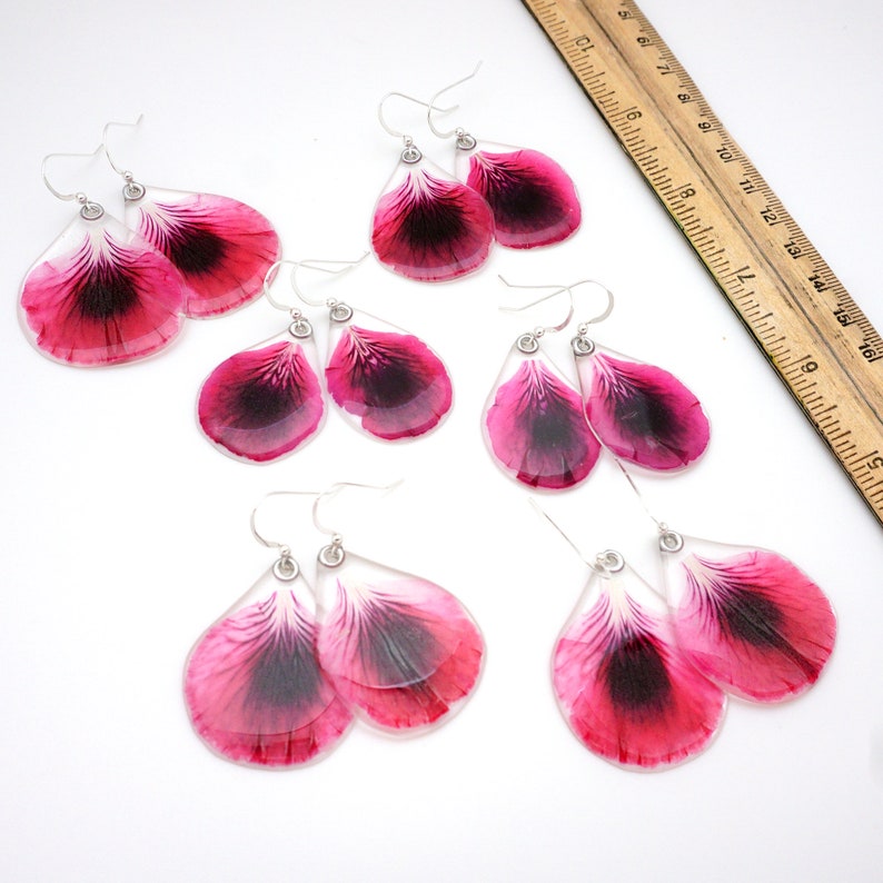 Gardener Gift, Nature Lover, pressed flower, woodland earrings, Botanical jewelry, nature made earrings, Real pink geranium earrings image 7