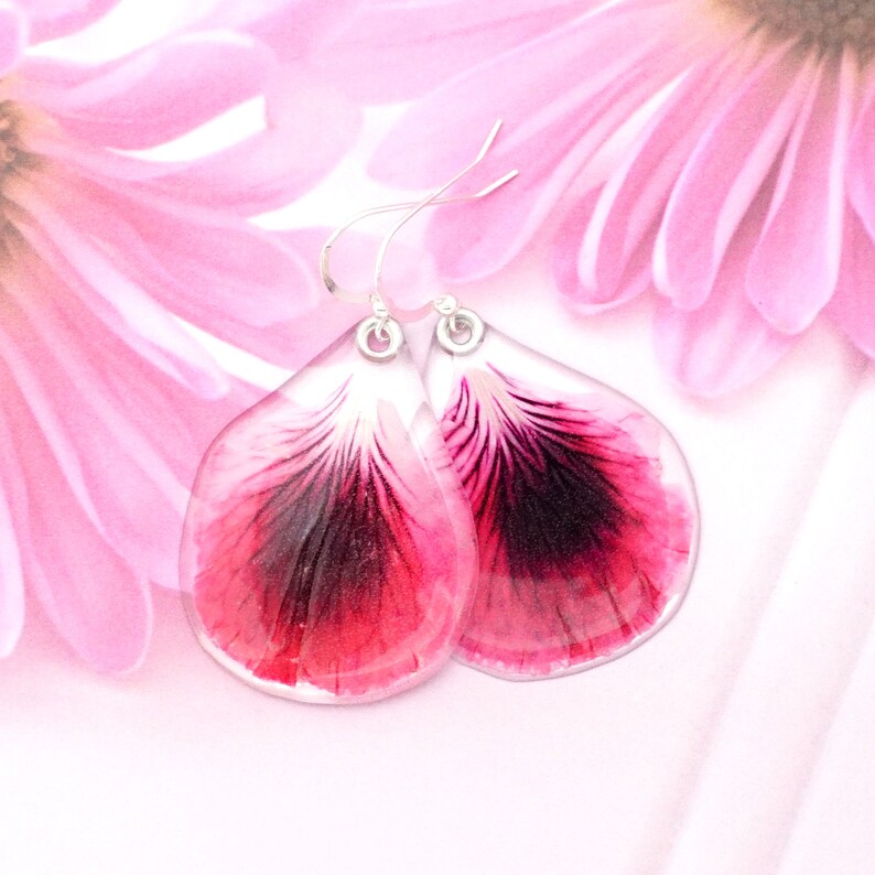Gardener Gift, Nature Lover, pressed flower, woodland earrings, Botanical jewelry, nature made earrings, Real pink geranium earrings image 6